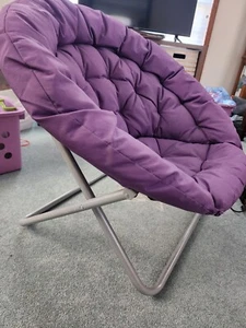 Pottery Barn Hang-A-Round Chair metal frame, purple cushion, excellent condition - Picture 1 of 2