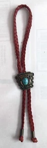 Cravatta Bolo Zodiac vintage taglia piccola bambino con corda in pelle pietra turchese - Foto 1 di 3