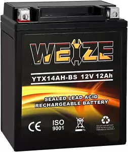 YTX14AH-BS High Performance - Maintenance Free-Sealed AGM ATV Motorcycle Battery - Picture 1 of 11