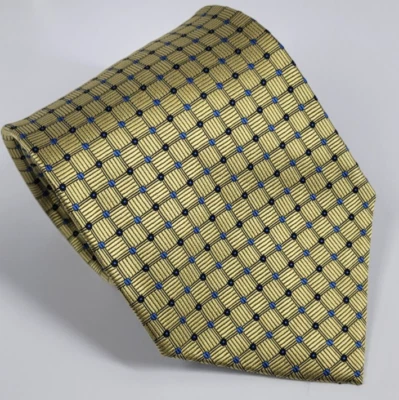 Corbata de seda Valerio Garati dorada azul negra geométrica para hombre 56 x 3,7/8 Foto 1 de 4