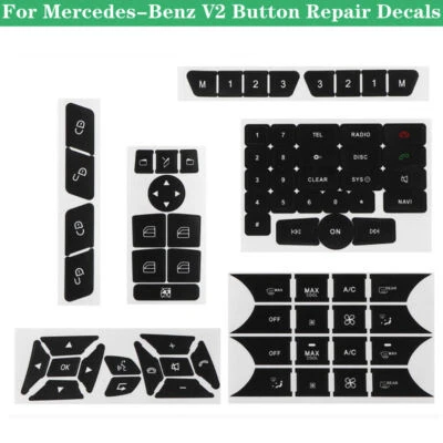 Matte Black Steering AC Climate Button Repair Decals Kit For Mercedes-Benz V2 — 第 1/4 张图片