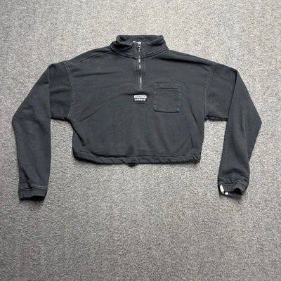 Adidas Originals Cropped 1/2 Zip Pullover Sweatshirt Womens Medium Black - Image 1 of 4