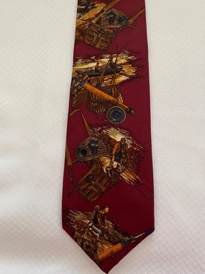 Corbata de seda escopeta Faconnable hecha a mano en Francia el cazador faisán buen perro Foto 1 de 4