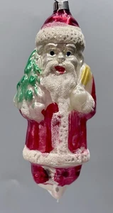 Vintage Mercury Glass Santa Christmas Ornament West Germany Tree - Picture 1 of 13