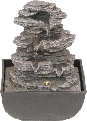 Indoor fountain with LED table fountain water feature with decoration rockery 13.5 x 18 cm - Image 1 of 4