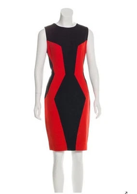 Vestido Jason Wu 8 Funda Ajustada Rojo Negro Paneles Colorblock  Foto 1 de 4