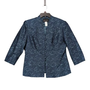 Chaqueta Blazer De Colección Alex Evenings Para Mujer 16 Azul Satinado Floral Con Cuentas, Hada Glam - Imagen 1 de 6