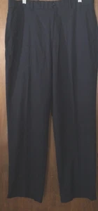 Perry Ellis Portfolio Men's 34" x 32" Black Pinstripe Flat Front Dress Pants - Picture 1 of 5