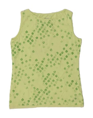 COLUMBIA Mujer Chaleco Top Reino Unido 12 Medio Verde Manchado Algodón DW66 Foto 1 de 4
