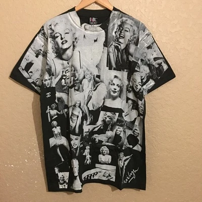Marilyn Monroe All Over Print AOP Black T-Shirt XL - Image 1 of 4