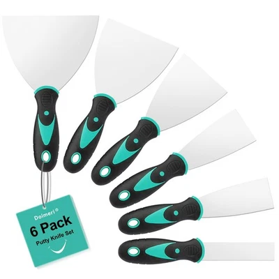 Paquete de 6 cuchillos para masilla, 1” 1.5” 2” 3” 4” 5” cuchillos para masilla, acero inoxidable premium Foto 1 de 4