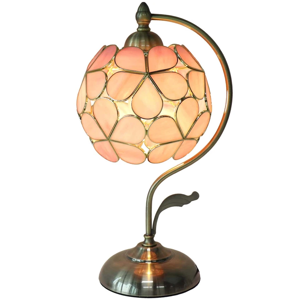 Lámpara de mesa L10836 estilo Tiffany vitral flor pétalos con base de latón para... Foto 1 de 4