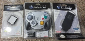 GAMECUBE WAVEBIRD PLATINUM CONTROLLER MODEM ADAPTER MEMORY 1019 CARD NEW OEM - Picture 1 of 4