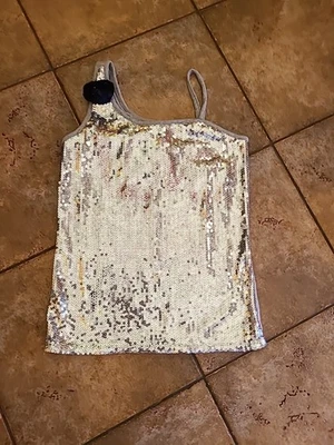 Justice Kids Girls One Sleeve Sequins Gray T-Shirt Top 16 - Image 1 of 4