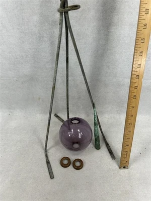 varilla de aligeramiento antigua con bola de vidrio púrpura collares de metal remate 1800 Foto 1 de 4