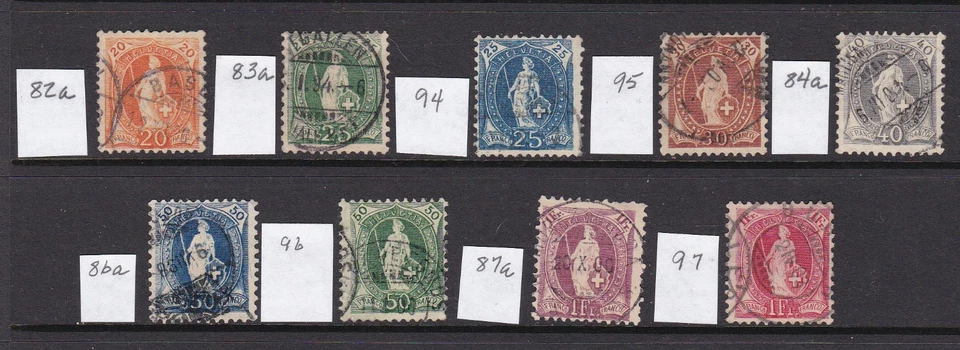 Switzerland Scott #82a/97 - Perf 11.5 x 11 - High Cat Values - 1891/1899 Foto 1 de 2