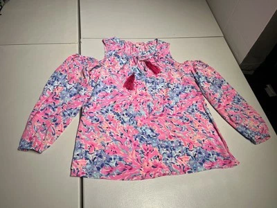 Blusa Camisa Lilly Pulitzer Top Para Mujer Pequeña Rosa Pinzón Coco Coral Cangrejo Seda Foto 1 de 4