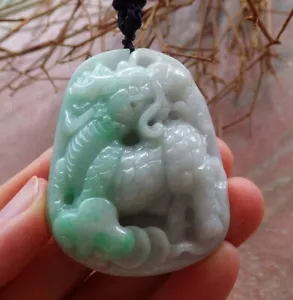 Certified Green Burma Natural A Jade jadeite pendant Dragon Kai Lun 525954 TN - Picture 1 of 9