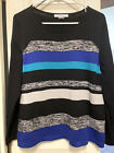 Allison Daley Womens Sweater Pl Black Multicolor Stripes Pullover Top