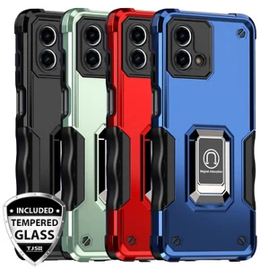 For Moto G Stylus 5G 2023 Ring Case Defender Magnetic Stand Cover+Tempered Glass - Picture 1 of 17