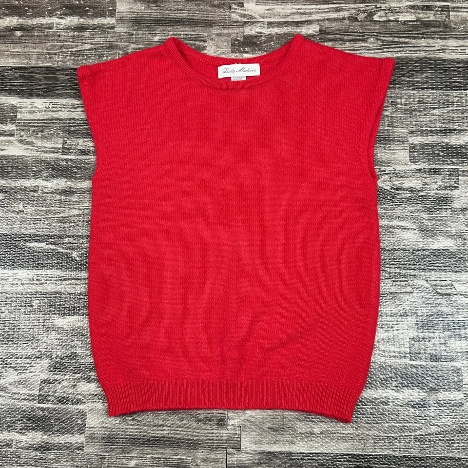 Suéter Top Vintage Dama Madeira Para Mujer Talla MED Mezcla Lana Angora Rojo Sin Mangas Foto 1 de 4