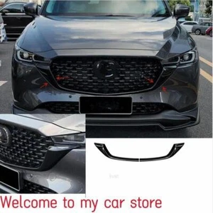 Front Grille Side Molding Cover Trim 2pcs For Mazda CX-5 2022 2023 Glossy Black - Foto 1 di 9