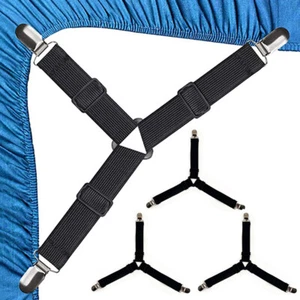 Correas de suspensión de cama soporte de sujetador de colchón pinzas triangulares clip de sábana 4 piezas - Imagen 1 de 14