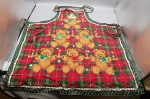 Delantal de Navidad de oso de peluche Wamsutta sello de reunión vintage - Imagen 1 de 8
