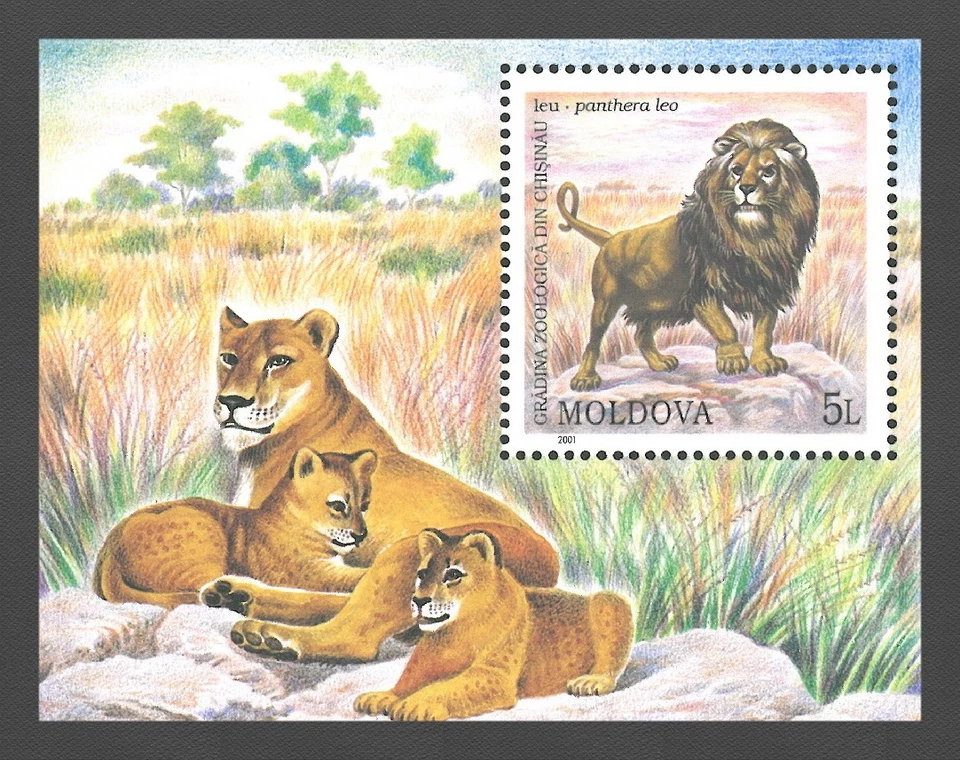 Moldavia 2001 Fauna, Animales, León MNH Bloque Foto 1 de 1