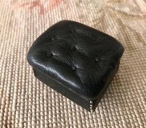 Pat Tyler Dollhouse Miniature Leather Stool Ottoman Seat Black 806 - Picture 1 of 5