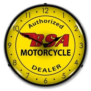 Retro Nostalgie BSA Motorräder Spielzimmer Männerhöhle LED beleuchtet Wanduhr NEU - Bild 1 von 4