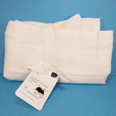 Funda de almohada Pottery Barn europea de lino acanalado KING en blanco 36 pulgadas x 20 pulgadas Foto 1 de 4