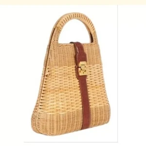 MARK CROSS Manray Large Crocodile Leather Brown In Center rattan woven - Picture 1 of 12