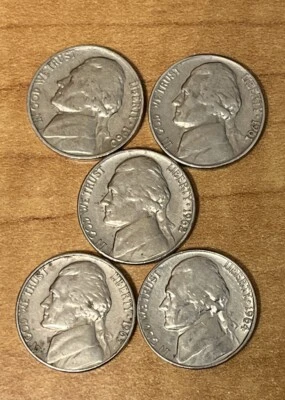 1960-D, 1961-D, 1962-D, 1963-D, 1964-D Jefferson Nickels  (set of 5 ) - Image 1 of 2