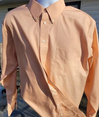Stafford Men's 17 1/2 36/37 Salmon/Melon Micro Pinpoint Oxford LS Dress Shirt. - Image 1 of 4