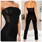 I.Am.Gia Ophelia Jumpsuit Ruche Mesh Strapless Stretch In Black Size L