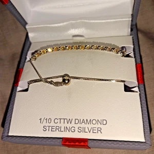 JC Penny Diamond Sterling Silver Bolo Bracelet New in Box - Picture 1 of 4