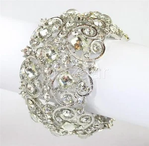 3 x Vintage Style Crystal Cuff Women Fashion Bangle ( Antique Gold / Silver ) - Picture 1 of 1