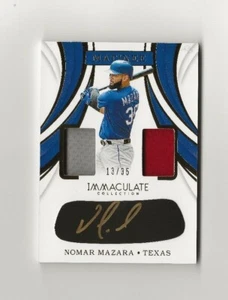 2019 Panini Immaculate Nomar Mazara Auto Dual Relic Jersey #35 Texas Rangers - Bild 1 von 1