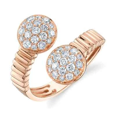 14K Rose Gold Diamond Bypass Wrap Circle Ring 0.75 CTW Natural Round Cut - Image 1 of 4