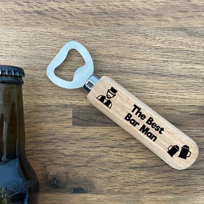 RED OCEAN The Best Bar Man Wooden Bottle Opener Alcohol Gift For Dad Grandad Uncle