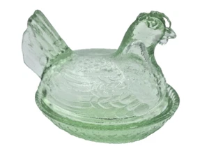 Lime Green Glass Covered Hen Chicken On Basket Candy Potpourri trinket - Favors - Picture 1 of 4