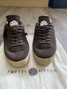 Pretty Green Brown Suede Trainers Size 8 New