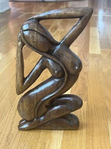 Romantische Holz Skulptur handgeschnitzt Umarmung Liebe Statue Figur - Vintage - selten - Bild 1 von 12