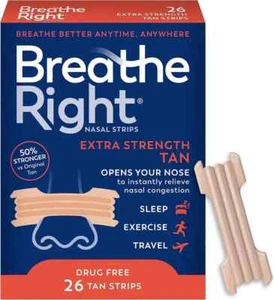 Breathe Right Nasal Strips, Extra Strength, Tan Nasal Strips, Help Stop Snoring, - Picture 1 of 7
