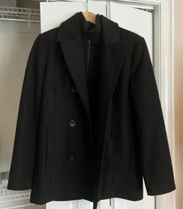 Men’s Kenneth Cole New York Double Breasted Zip Quilted Lined Peacoat Size S - Picture 1 of 8