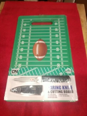 NEW  GRIDIRON Football Cutting Board & PAIRING KNIFE Tailgate Homegate  - Image 1 of 4