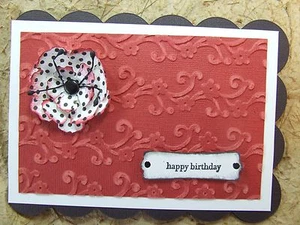 Handmade LG SCALLOPED BIRTHDAY Card EMBOSSED  Using Stampin Up - Foto 1 di 4