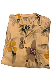 Back East XXL Hawaiian Shirt/Rayon/Floral w yellow background 23”-32”-26” - Imagen 1 de 4