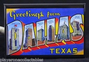 Greetings from Dallas Vintage Postcard 2" X 3" Fridge Magnet. Texas - Picture 1 of 2